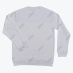 Back view of a white long-sleeve crewneck sweatshirt.