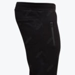 Side view of black Addos sweatpants showing a back pocket and a zippered side pocket against a white background.