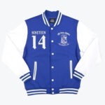A royal blue and white varsity jacket featuring NINETEEN 14 on the right chest and the official Phi Beta Sigma fraternity crest on the left chest.