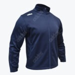 Navy blue Addos track jacket with full zipper and stand-up collar.