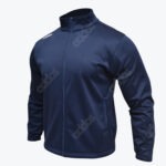 A navy blue Addos track jacket with a full zipper, high collar, and a small white logo on the chest, isolated on a white background.