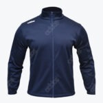 A navy blue Addos zip-up track jacket with a high collar and a white logo on the right shoulder, displayed against a plain white background.